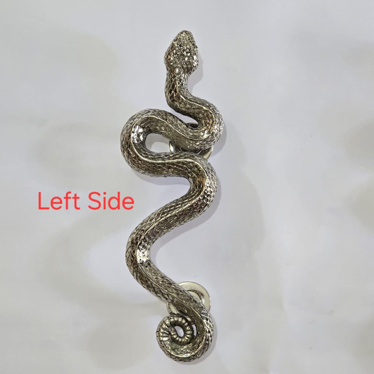 Brass Snake Door Pull Handle: Polished Nickel Finish, 40cm