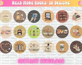 INSTANT DOWNLOAD Digital Read More Books cardstock rounds for car freshies, keychains, car coasters & crafts, sublimation, stickers