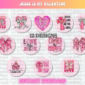 TÉLÉCHARGEMENT IMMÉDIAT PNG numérique Jésus est ma Saint-Valentin rondes de papier cartonné pour les frais de voiture, porte-clés, sous-verres de voiture et artisanat, sublimation
