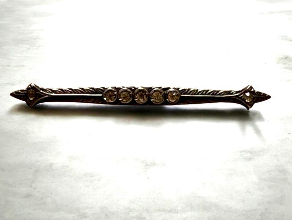 ART DECO PIN Vintage Early 1900s Sterling Paste Glass Bar 