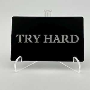 La carte de définition de mème « TRY HARD » – Cadeau d'argot en métal gravé au laser – Cadeau de bâillon pour gamer – Carte de portefeuille en argot Internet