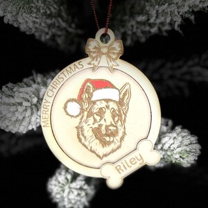 Custom Dog Breed Face Ornament (52 Breeds Available) – Detailed Engraved Christmas Decoration with Your Pet’s Name
