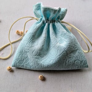 Sac cadeau fait main élégant sac cadeau en coton couleur menthe | pochette cadeau pour bijoux avec doublure en coton | pochette à bijoux