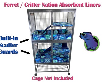 Ferret Nation / Critter Nation Fleece Absorbent Cage Liners with Built in Scatter Guards