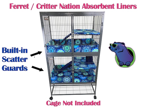 Ferret Nation / Critter Nation Fleece Absorbent Cage Liners With Built in  Scatter Guards 