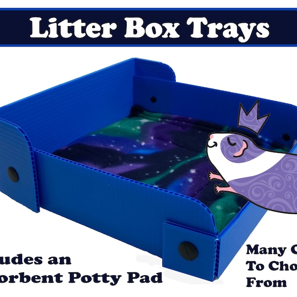Litter box, Litter Tray with Absorbent Potty Pad for small pets, Multiple Sizes and Colors, Use in C&C Cages, Midwest Cages
