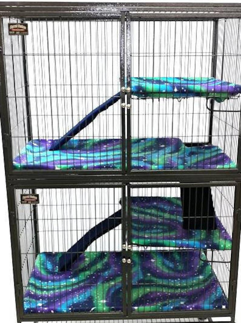 With or Without Ramp Cut-Out Critter Nation Absorbent Fleece Cage Liner for Large Pan Ferret Nation