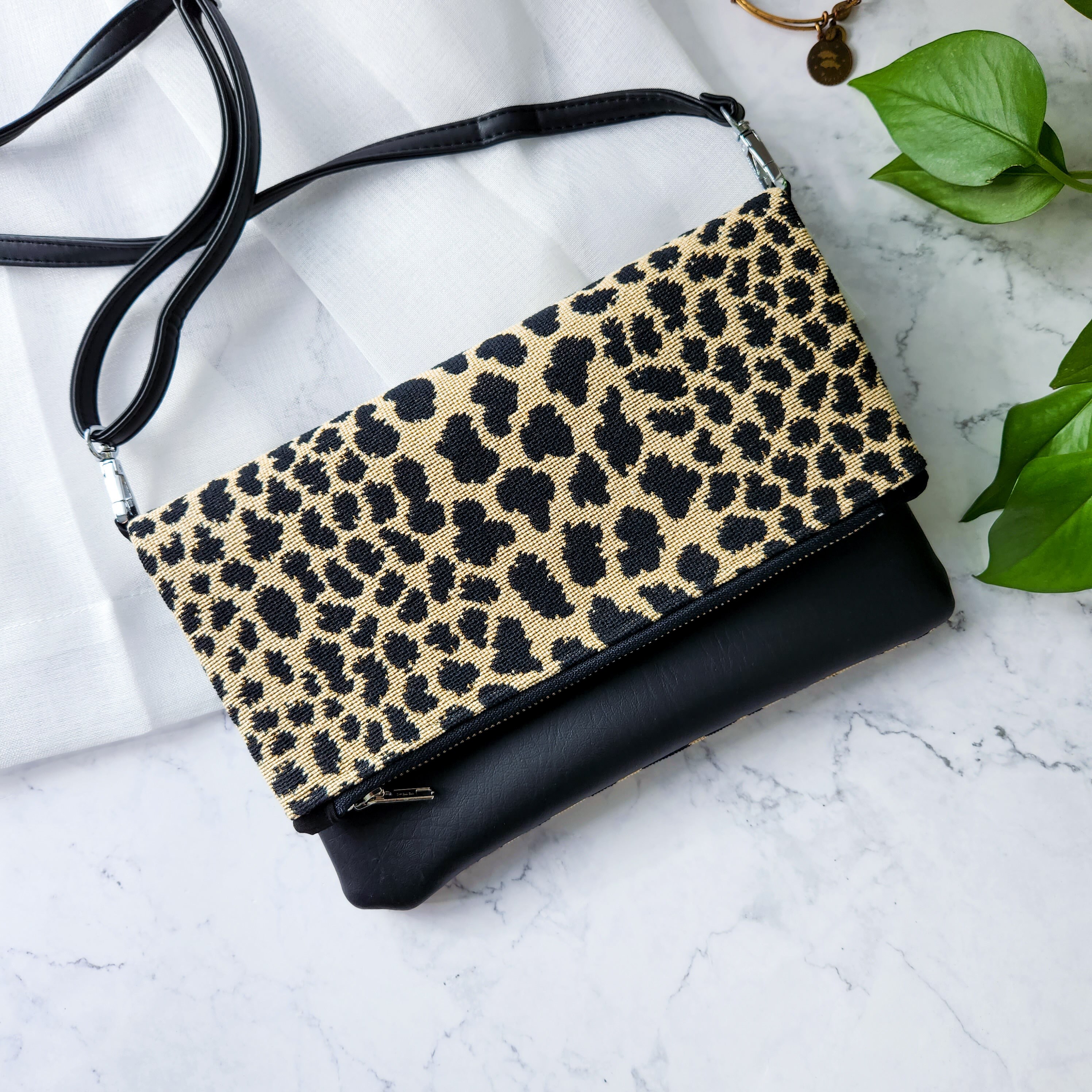 claire v, Bags, Claire V Fold Over Clutch Leopard