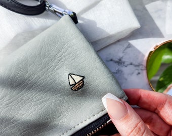 KLEINE bootborduurwerk vegan leren omgevouwen schoudertas