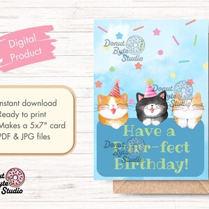 Carte d'anniversaire de chats PurrFect | Idiot drôle | Imprimez à la maison | Produit numérique | Carte de voeux imprimable | Cadeau DIY