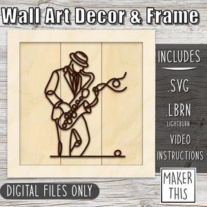 Dekoracja ścienna Jazz Line Art Pliki cięte laserowo cyfrowe SVG LBRN