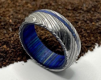 Mens Wedding Band, Damascus Engagement Ring, Wedding Rings, Statement Rings, Vintage & Antique Ring, Anniversary Gifts for Couple