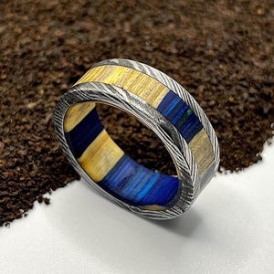 Wooden Ring For Men And Women Wood Ring Damascus Rings For Men Wedding Wooden Rings 5th Anniversary Gift Personalized Gift For Him And Her
