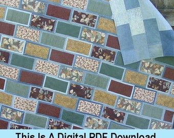 Brick Work or Windows Denim Quilt Pattern / PDF Digital Pattern Download