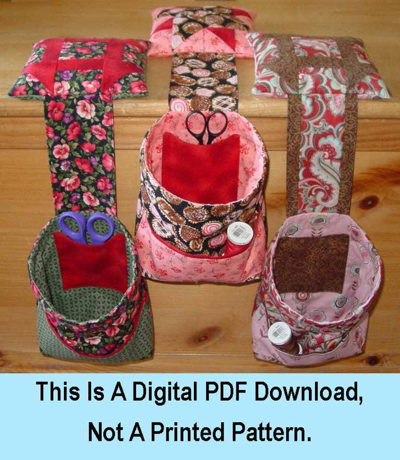 Thread Catcher With Pockets and Pincushion /PDF Digital Pattern Download image 1