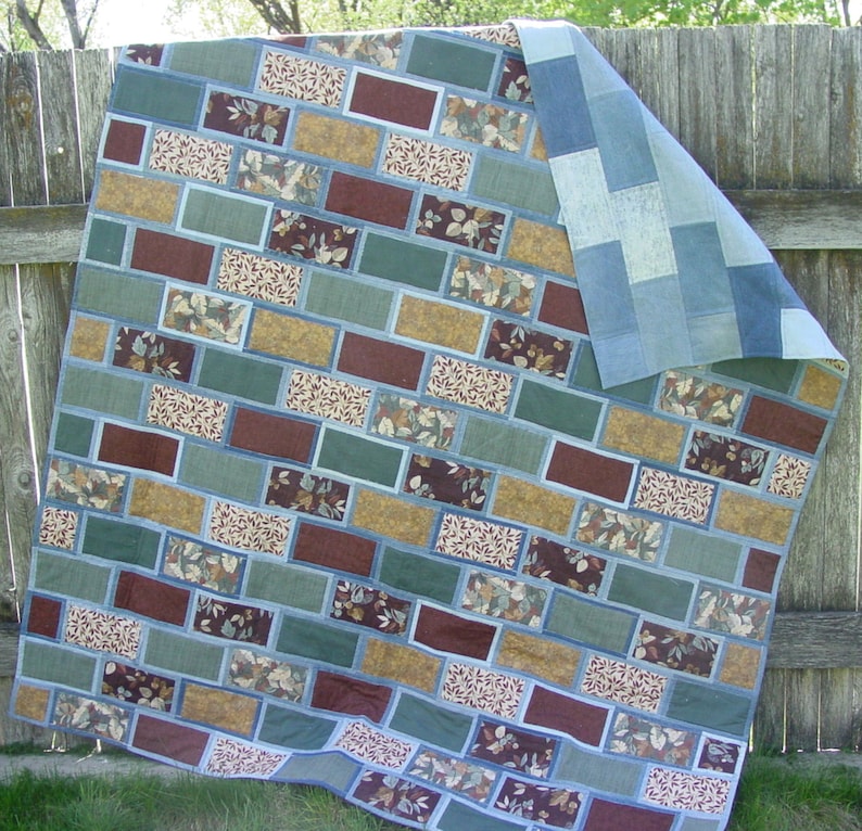 Brick Work or Windows Denim Quilt Pattern / PDF Digital Pattern Download image 3