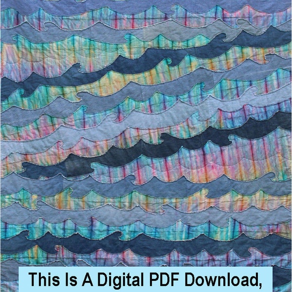 Denim Waves Beach Quilt Pattern / PDF Digital Pattern Download