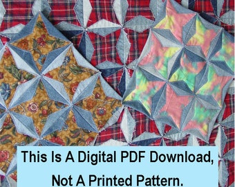Denim Stars Quilt Pattern / PDF Digital Pattern Download