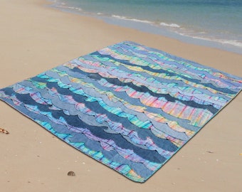 Denim Waves Beach Quilt Pattern / Printed Paper Pattern