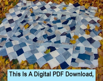 Crazy Denim Quilt Pattern /PDF Digital Pattern Download