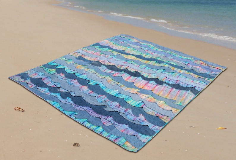 Denim Waves Beach Quilt Pattern / PDF Digital Pattern Download image 2