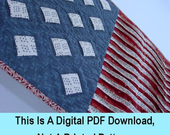 Patriottisch 3D-bannerquiltpatroon / PDF digitaal patroon downloaden
