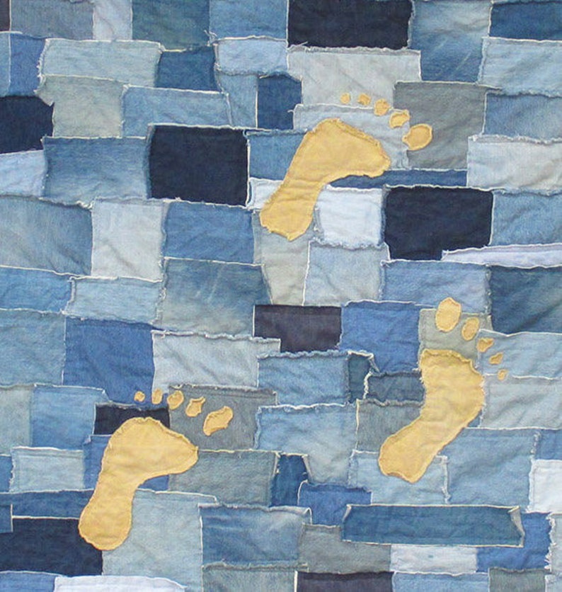 Denim Footprint Quilt Etsy