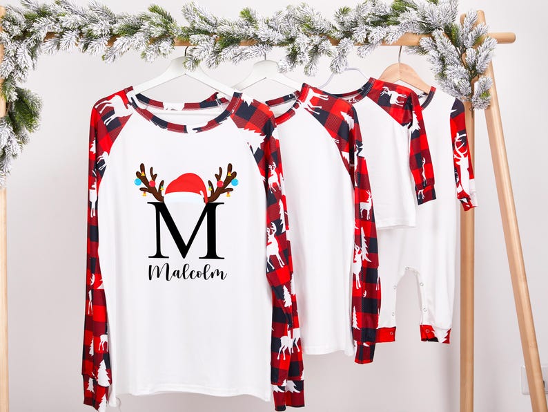 Family Christmas Name Pajamas Monogrammed Family Christmas Pajamas