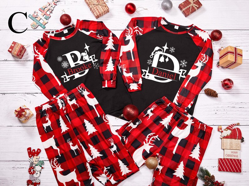 Family Christmas Name Pajamas Monogrammed Family Christmas Pajamas