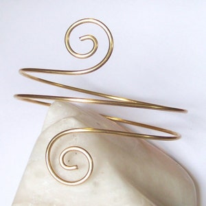 Gold Armband - THICK Smooth Coiled Swirl Upper Arm Jewelry - Armlet - Arm Band - Upper Arm Cuff - Brass - Bronze - Copper - German Silver