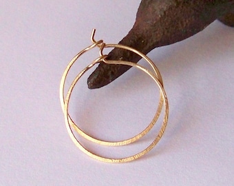 Hoop Earrings - Extra Small .875 Inch - Rose or Yellow Gold Filled - Sterling Silver