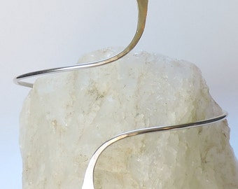 Armlet Minimalist Armband - Wisp Arm Band - Silver Stainless Steel Upper Arm Cuff Bracelet