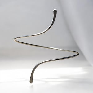 Stainless Steel Armlet - Minimalist Silver Armband - Smooth Lightly Curved Wisps Arm Band - Silver Upper Arm Cuff Bracelet - Made to Order