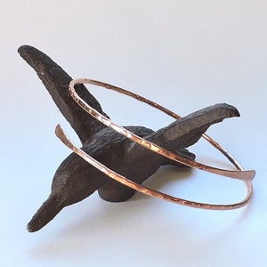 Minimalist Copper Arm Cuff - Rose Colored Armband - Textured Armlet Upper Arm Bracelet