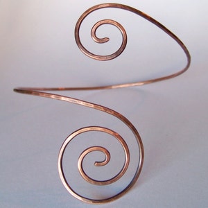 Double Swirl Armband - Hammered Upper Arm Bracelet - Armlet - Copper - Bronze - Gold Brass - Stainless Steel