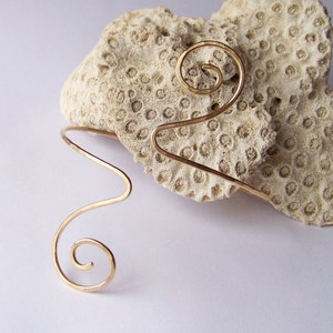 Armlet - Brass Hammered Double Swirl Armband - Gold Upper Arm Bracelet - Brass Copper Silver Bronze