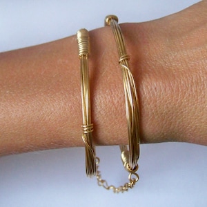 Brass Bangles - Brass Handcuff Bracelets - Stackable Bangles - Brass Bound Handcuff Bangles - DECO - Wire Wrapped Bangles