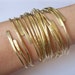 Gold Bangles - Thick Open End Bangle Bracelets - 4 Brass Bangles - Hammered - Smooth - Notched - Dimpled - Made to Order 