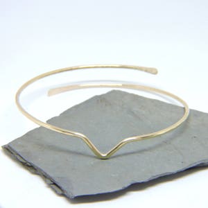 Upper Arm Jewelry - Armlet - Armband - Gold Hammered Center V Angle Arm Band - Upper Arm Bracelet - Brass Bronze Copper Silver