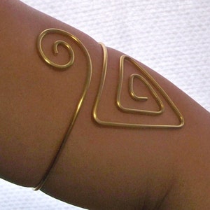 Triangle Swirl Armband - Upper Arm Bracelet - Armlet - Gold Brass - Copper - Bronze - Silver Stainless Steel