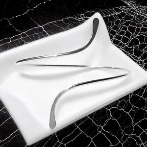 Silver Minimalist Armlet Armband Wisp Ends- Stainless Steel Upper Arm Bracelet Cuff