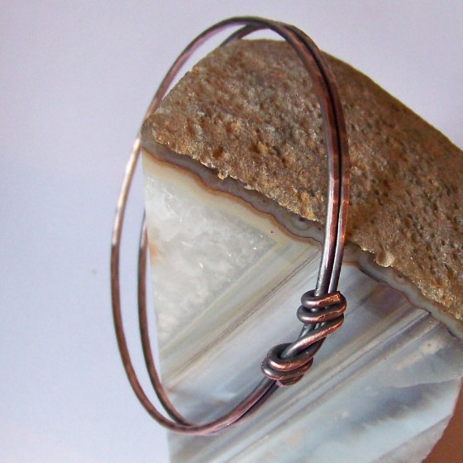 Stackable Bangle Double Layer Hammered Bangle Bracelet Etsy