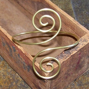 Smooth Double Large Swirl Armlet Armband - Upper Arm Cuff Bracelet - Gold Brass Bronze Copper