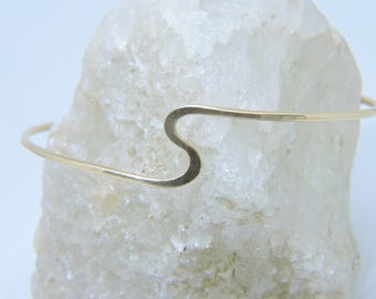 Upper Arm Cuff Bracelet WAVE Armlet - Hammered Armband - Gold Brass Copper Bronze Stainless Steel