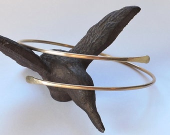 Rose Gold Colored Armlet - Minimalist Textured Bronze Upper Arm Bracelet Armband