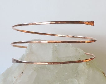 Copper Armlet - Healing Copper Upper Arm Bracelet - Minimalist Triple Coil Textured Armband - Upper Arm Cuff - Arm Band - Made to Order