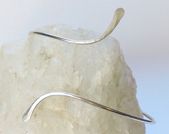 Silver Armlet - Minimalist Silver Armband - Smooth Lightly Curved Wisps Arm Band - German Silver Upper Arm Cuff Bracelet - Made to Order