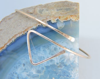 Triangle Upper Arm Bracelet - Geometric Armlet Torc Cuff - Brass - Copper - Bronze - Stainless Steel