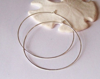 Hoop Earrings - XL 2.125 inch Hammered - Sterling Silver - Rose Gold or Yellow Gold - Choose Your Metal and Texture - Made to Order