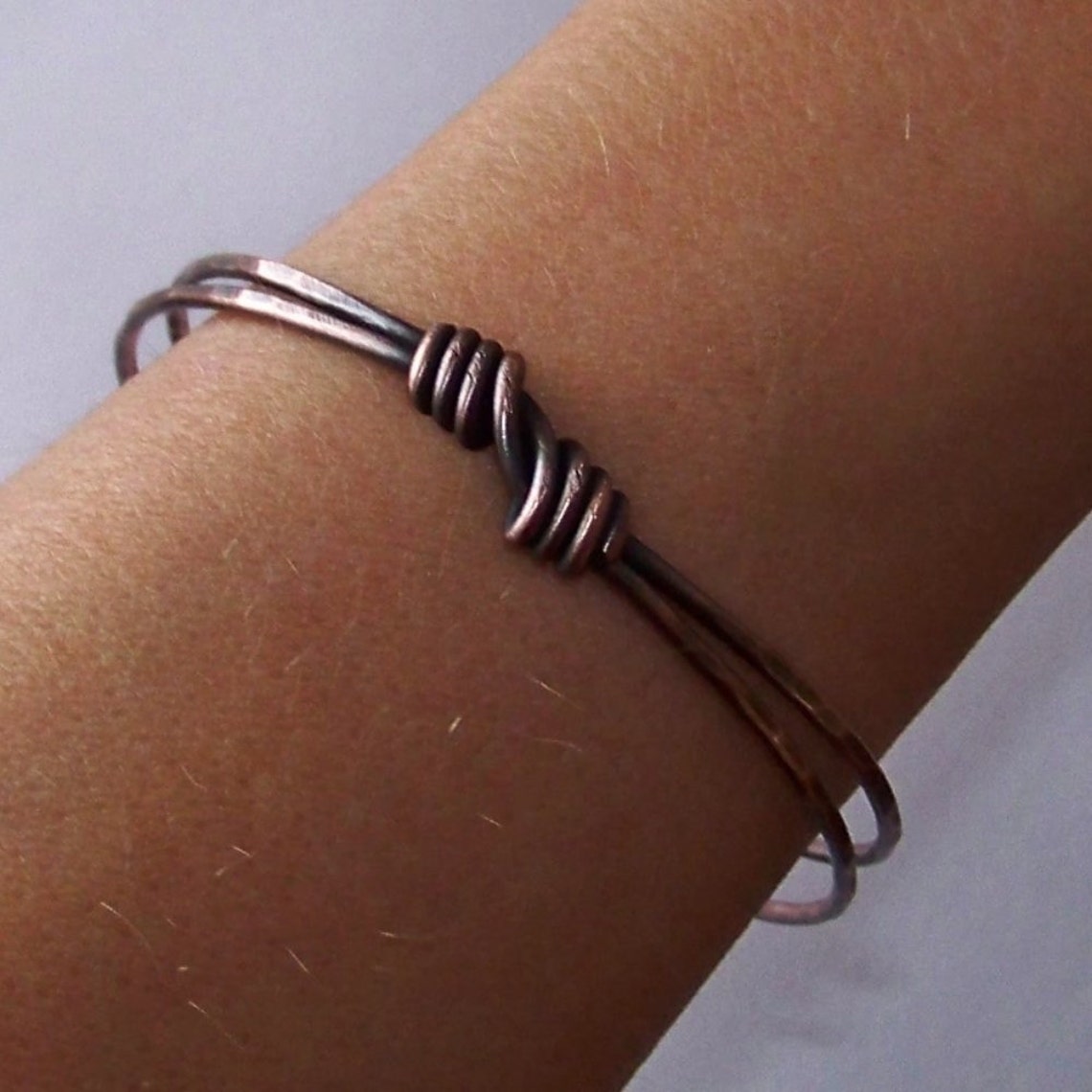 Stackable Bangle Double Layer Hammered Bangle Bracelet Etsy